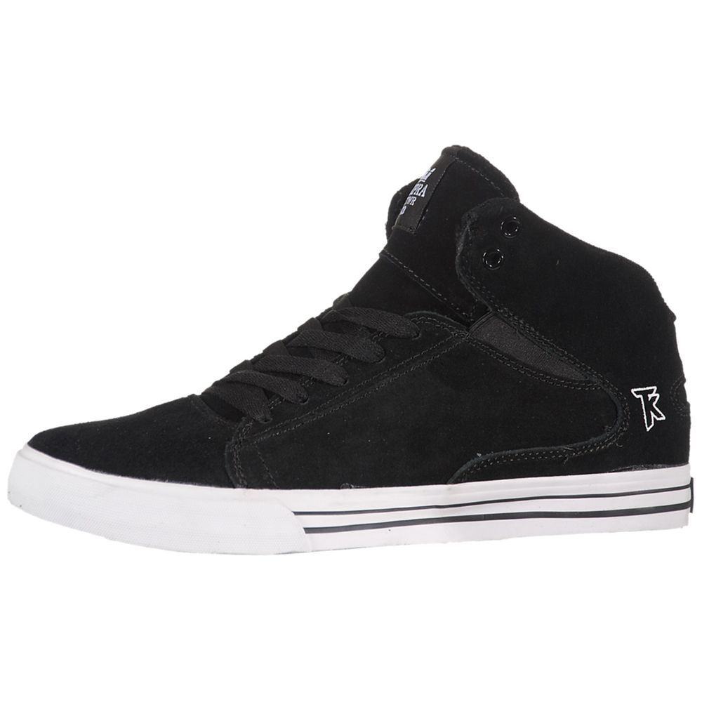 Chaussures de Skate Supra Society Mid Noir Black Suede/White Homme | IME-10780342